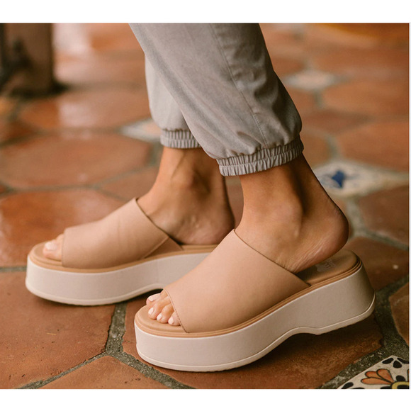 SOREL New in Box Dayspring Slide Platform Leather Sandal in Ivory // 11 - Picture 3 of 10